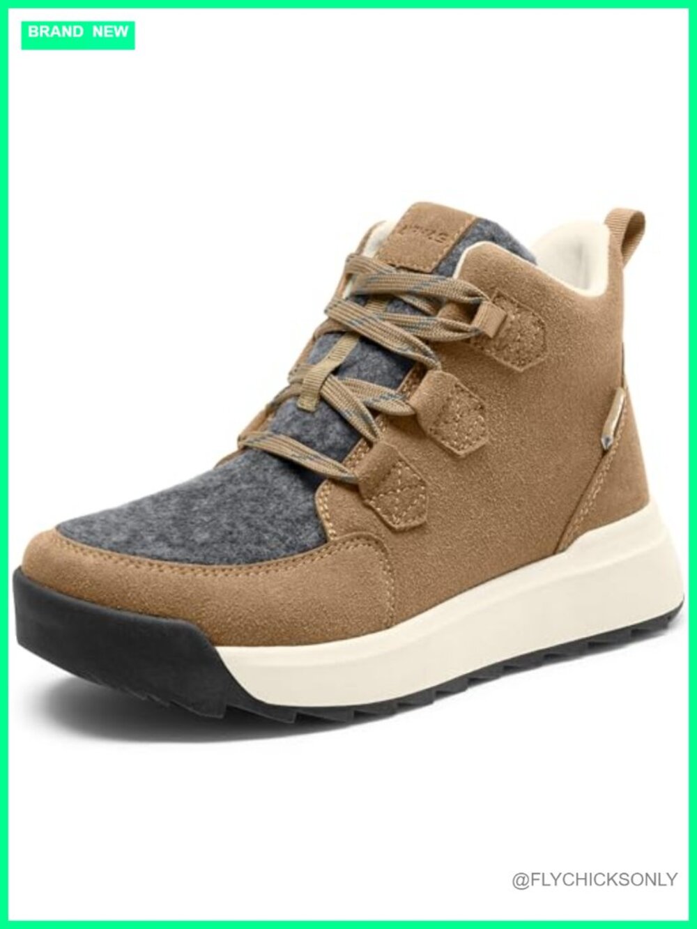 Women's Water-Resistant Suede Felt Snow Boots Lace-Up Ankle Booties